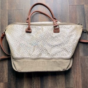 Dux Lux Anthropologie Weekender Duffle Bag Gold Silver Spots